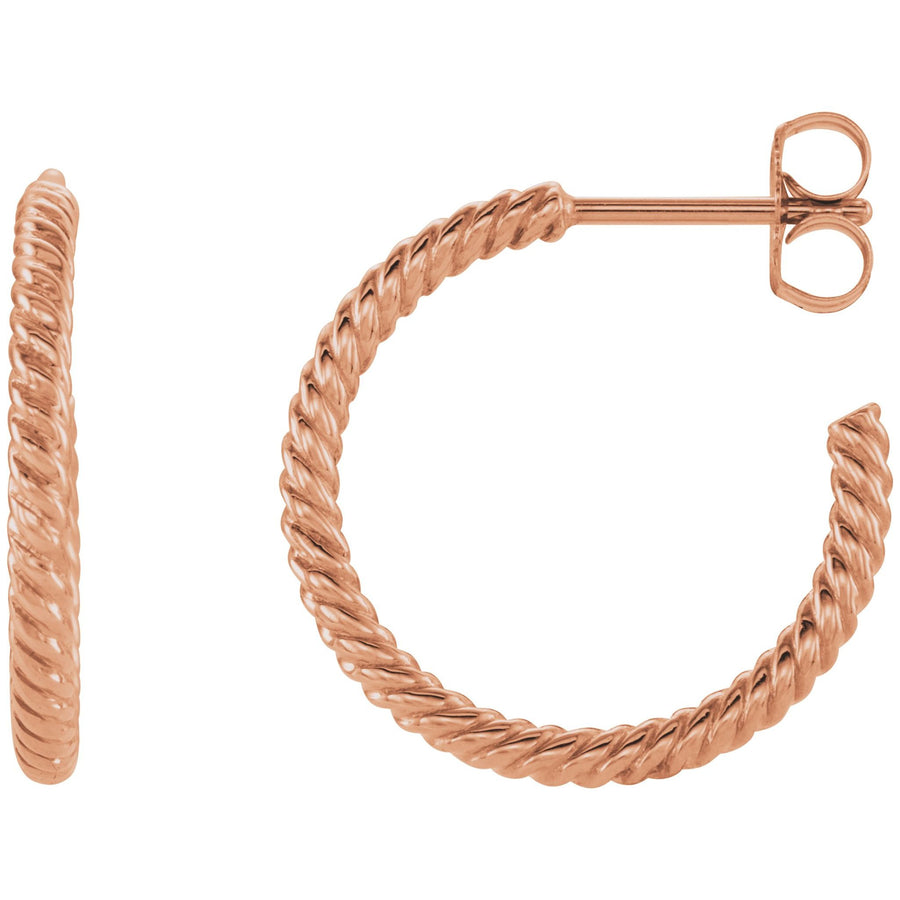 14k Rose Rope Hoop Earring