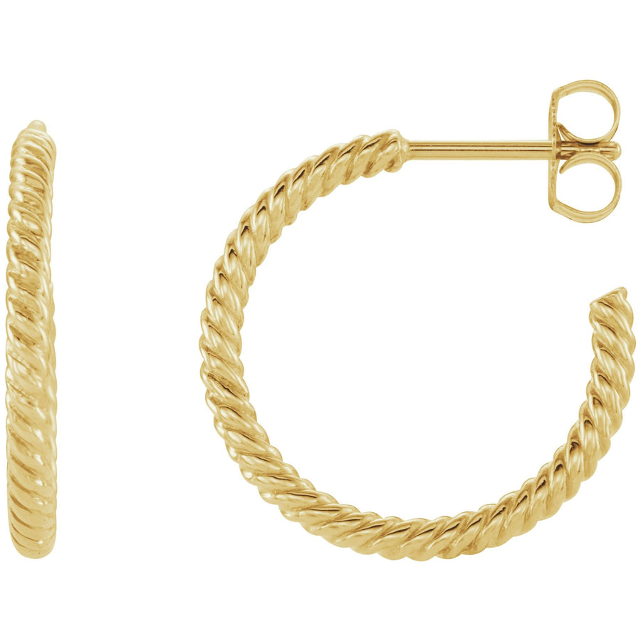 14k Yellow Rope Hoop Earring