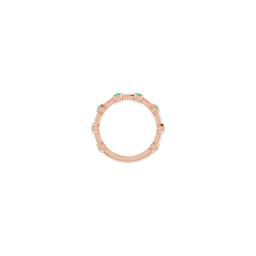 Emerald Bezel-Set Stackable Bar Ring Rose Gold