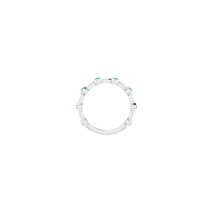 Emerald Bezel-Set Stackable Bar Ring White Gold