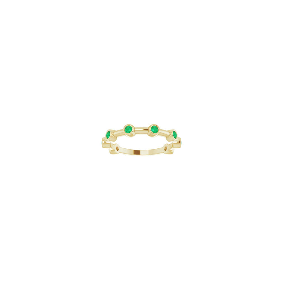 Emerald Bezel-Set Stackable Bar Ring Yellow Gold