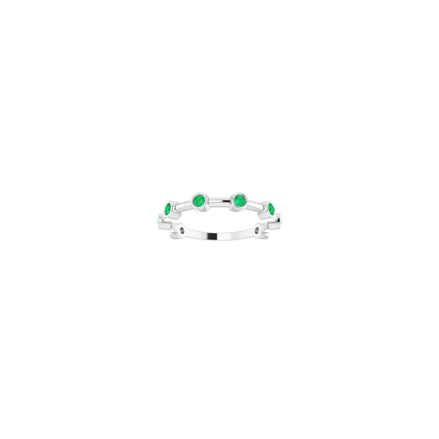 Emerald Bezel-Set Stackable Bar Ring White Gold