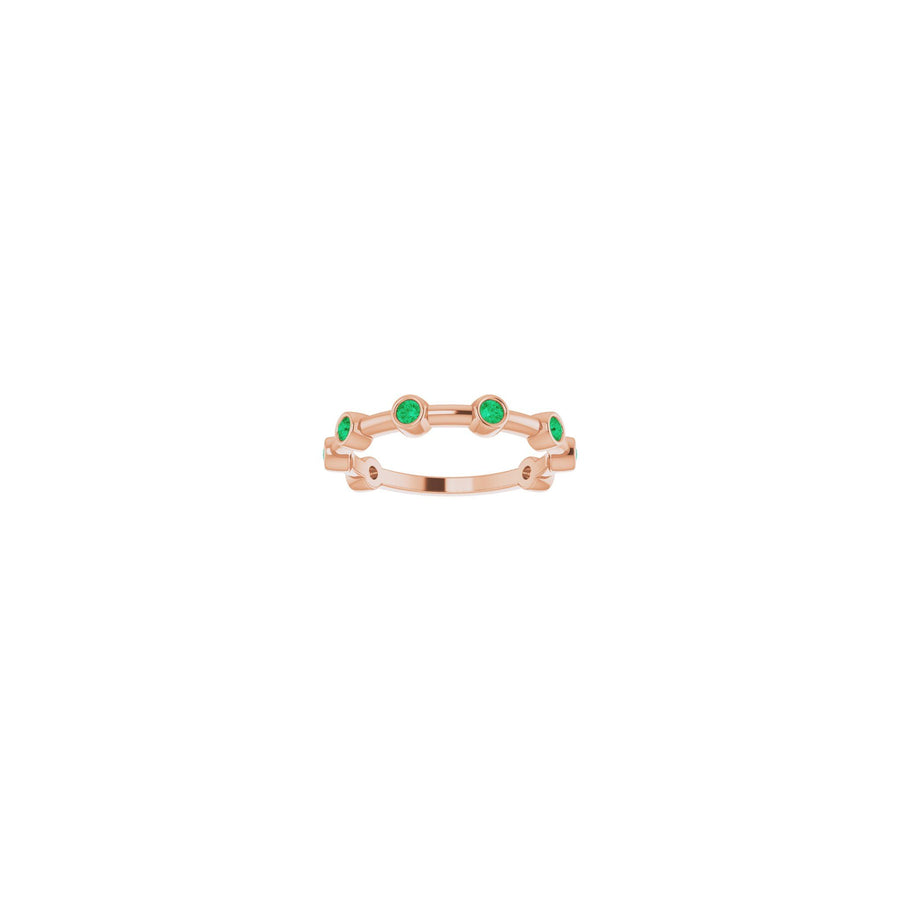 Emerald Bezel-Set Stackable Bar Ring Rose Gold