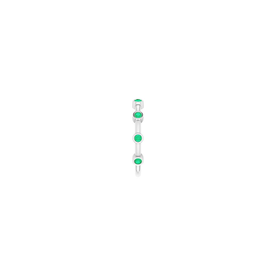 Emerald Bezel-Set Stackable Bar Ring White Gold