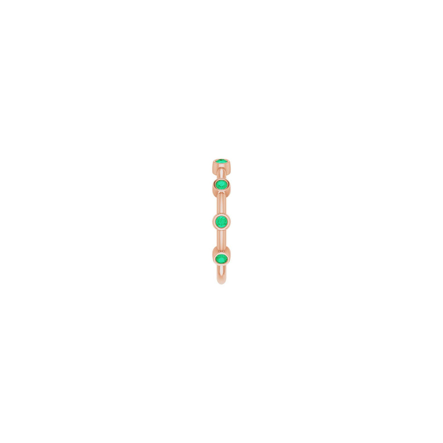 Emerald Bezel-Set Stackable Bar Ring Rose Gold