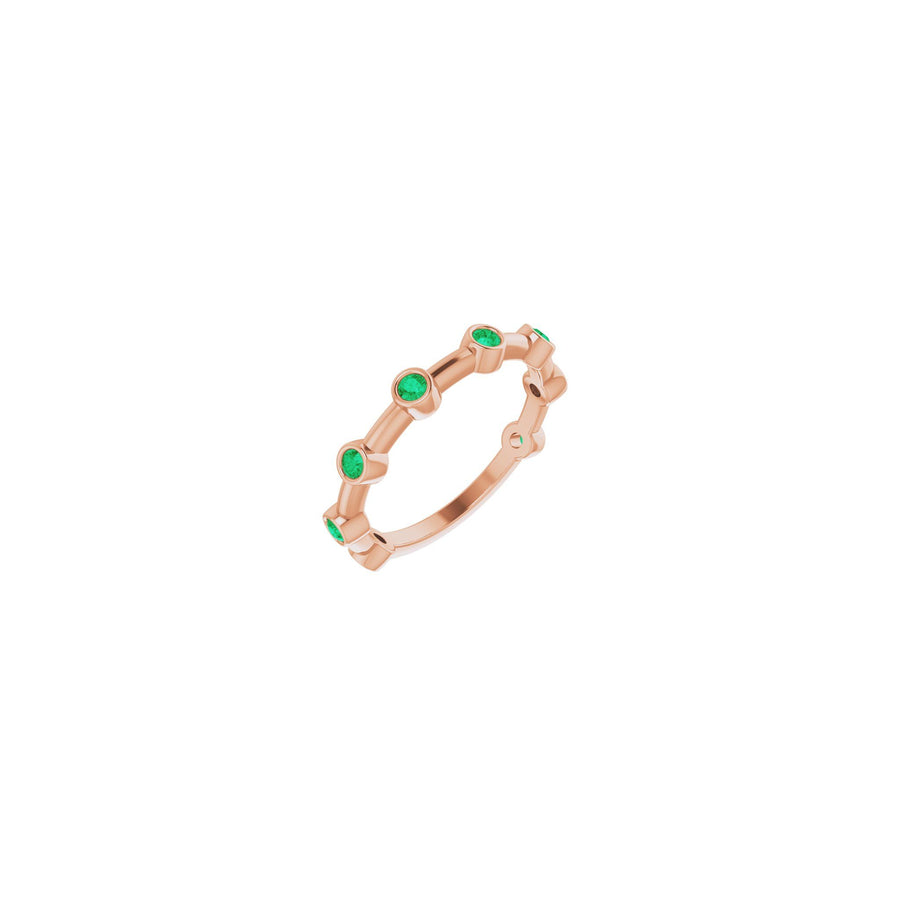 Emerald Bezel-Set Stackable Bar Ring Rose Gold