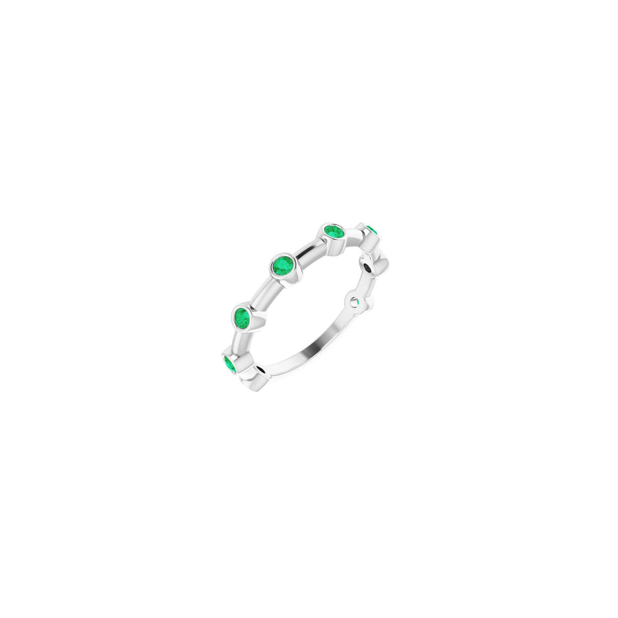 Emerald Bezel-Set Stackable Bar Ring White Gold