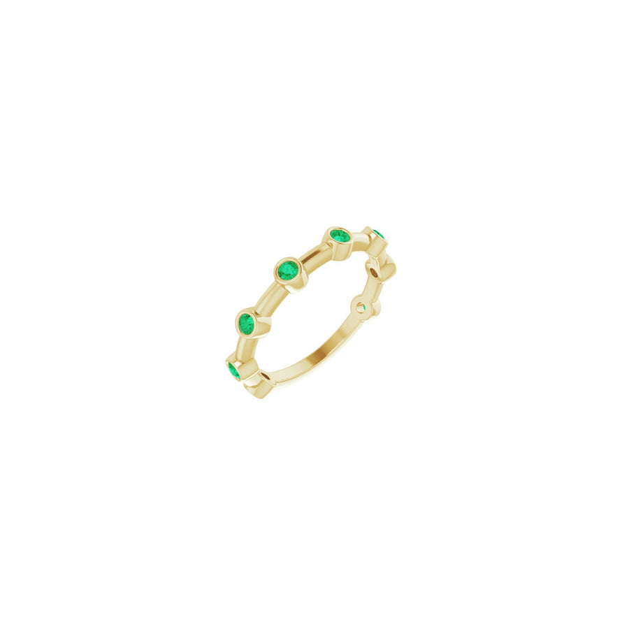 Emerald Bezel-Set Stackable Bar Ring Yellow Gold