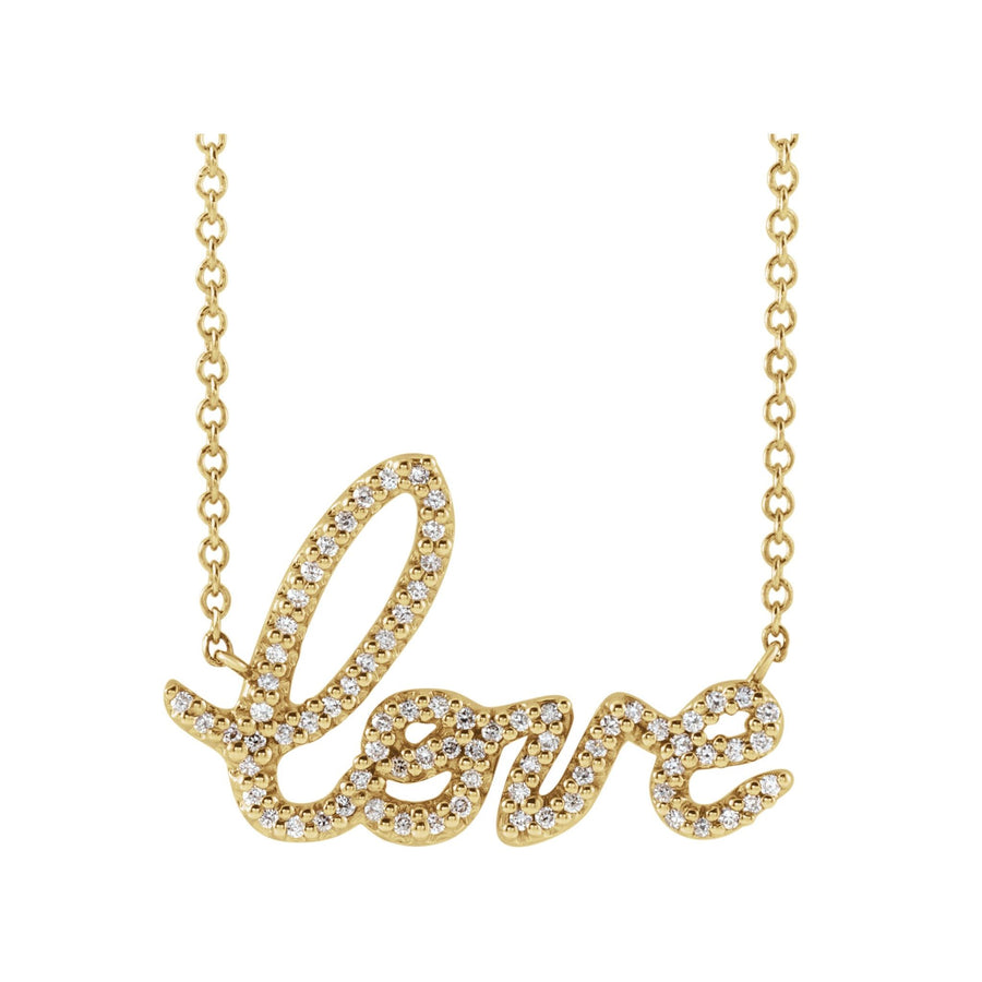 Dimond Love Necklace Yellow Gold