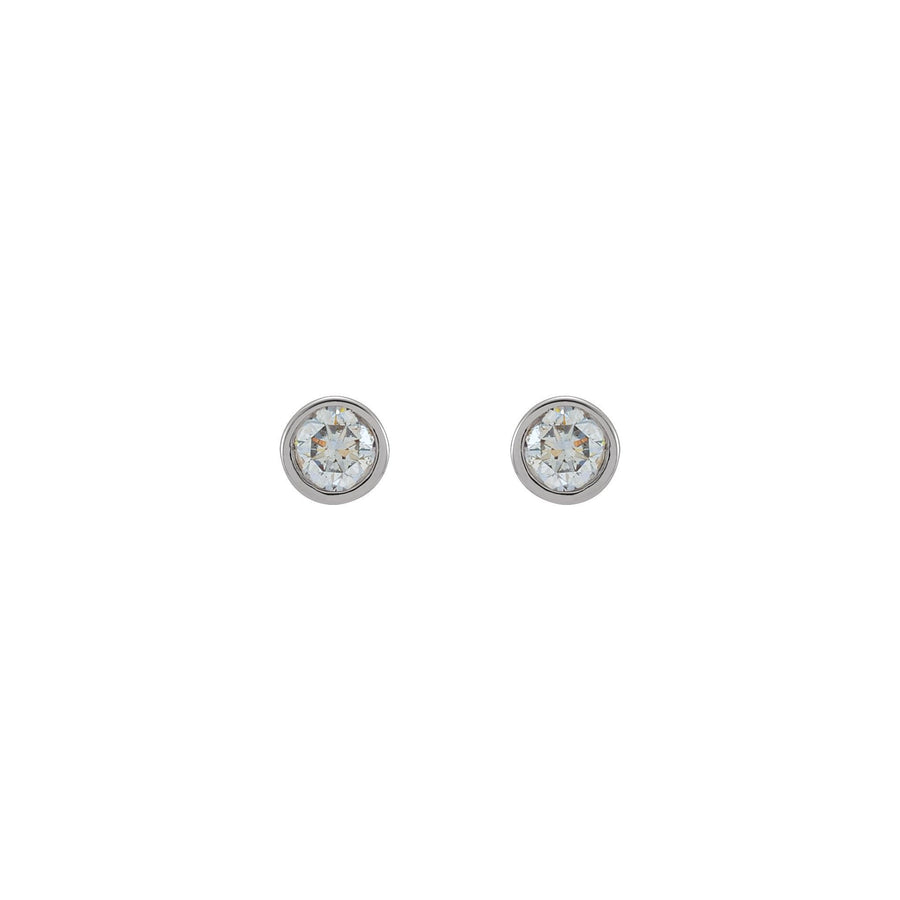 Round Bezel-Set Diamond Earring White Gold