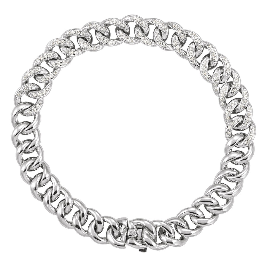 Diamond Curb Bracelet 14k White Gold