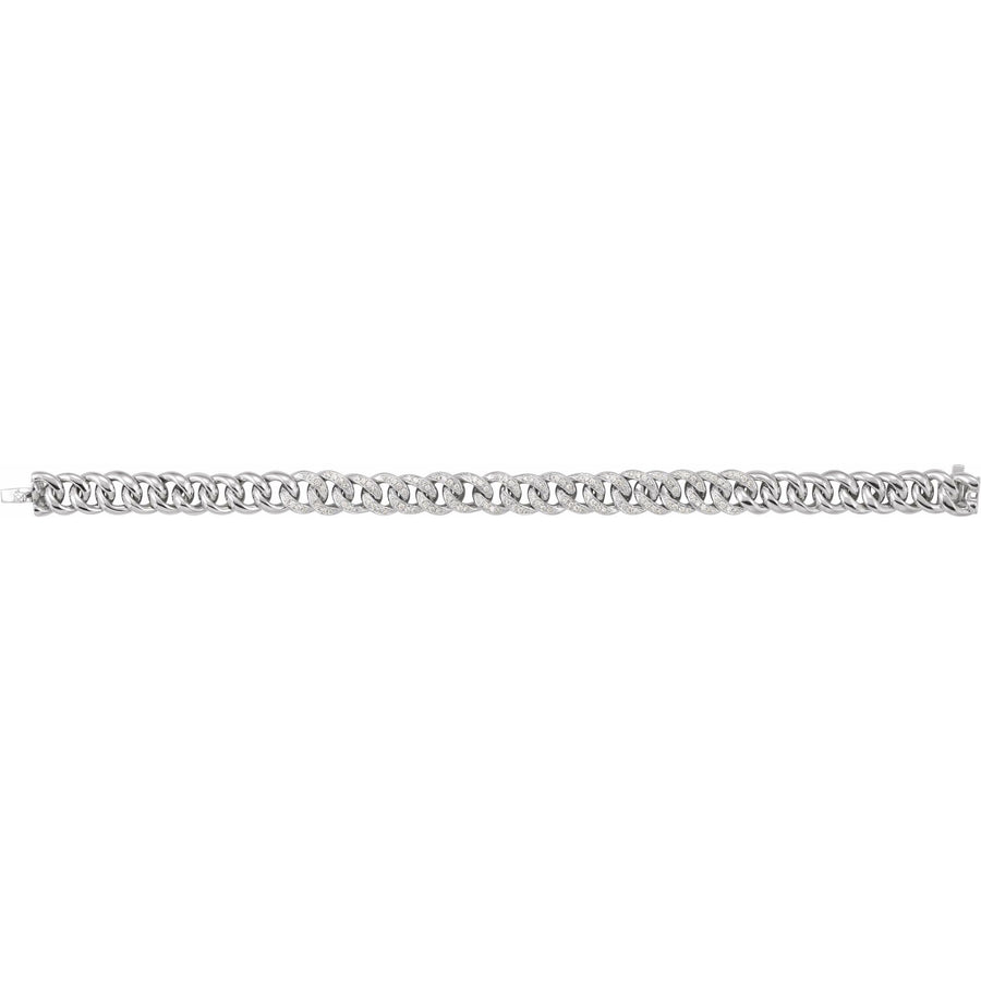 Diamond Curb Bracelet 14k White Gold