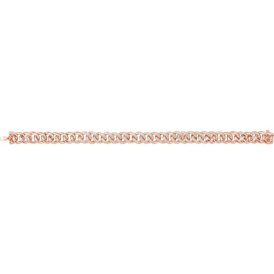 Diamond Curb Bracelet 14k Rose Gold