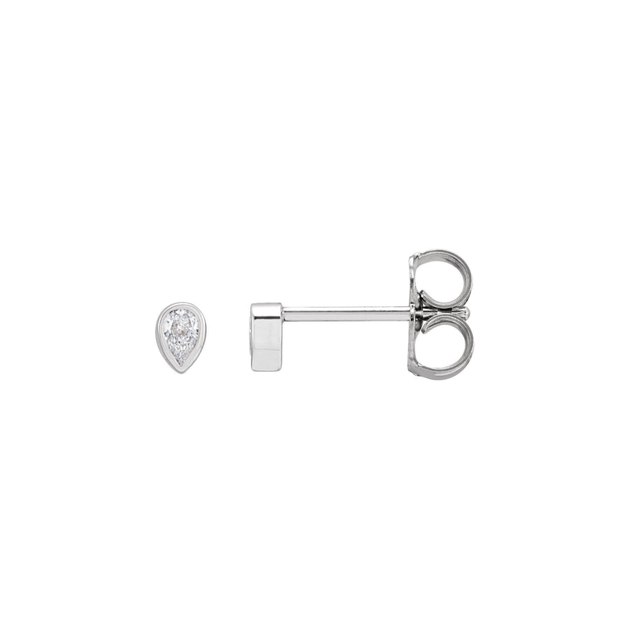 Pear Bezel-Set Diamond Earring White Gold