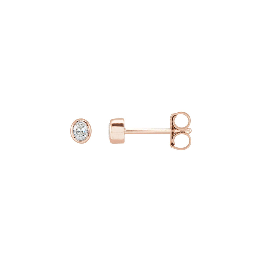 Oval Bezel-Set Diamond Earring Rose Gold