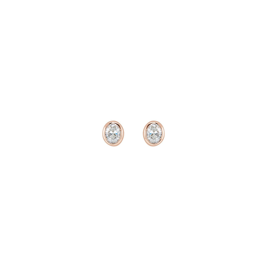 Oval Bezel-Set Diamond Earring Rose Gold