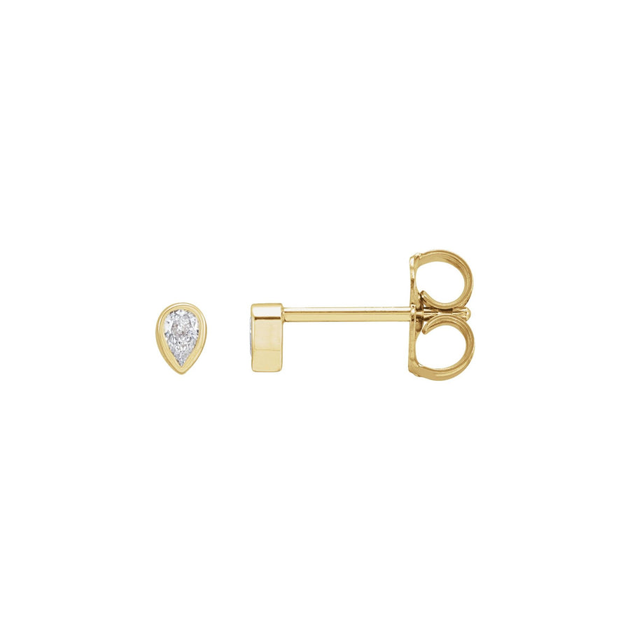 Pear Bezel-Set Diamond Earring Yellow Gold