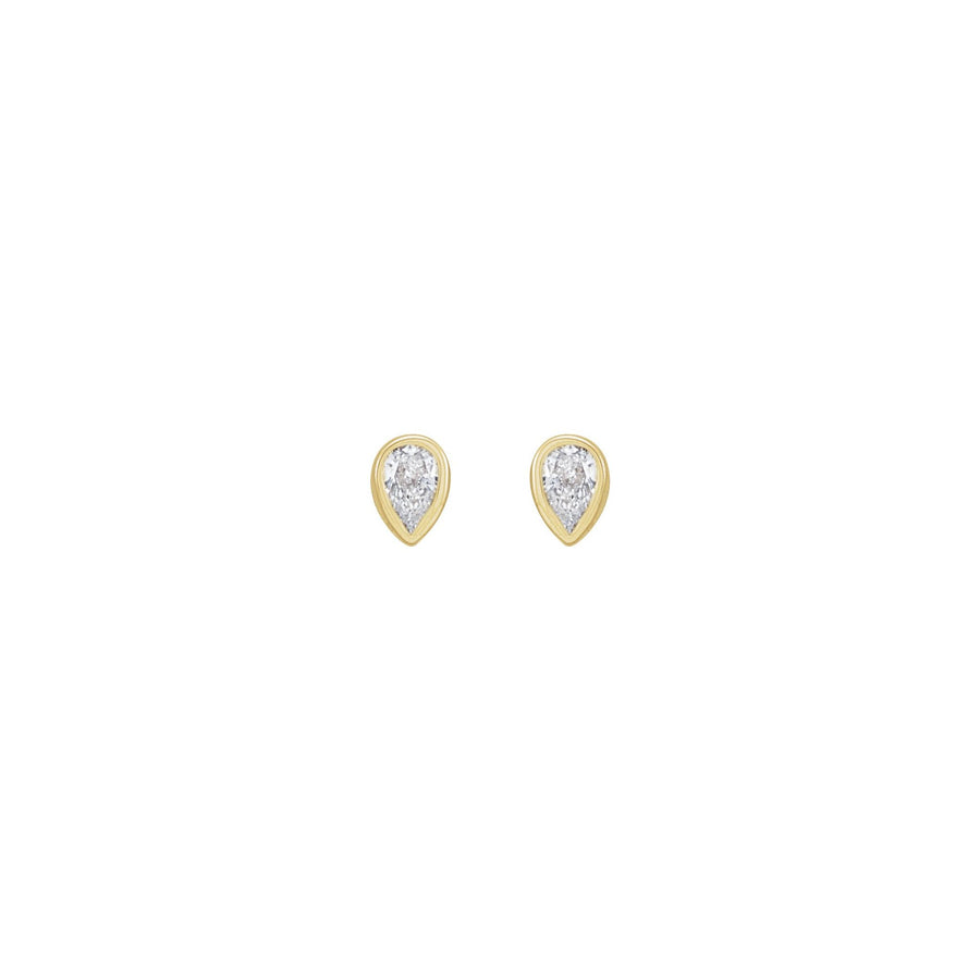 Pear Bezel-Set Diamond Earring Yellow Gold