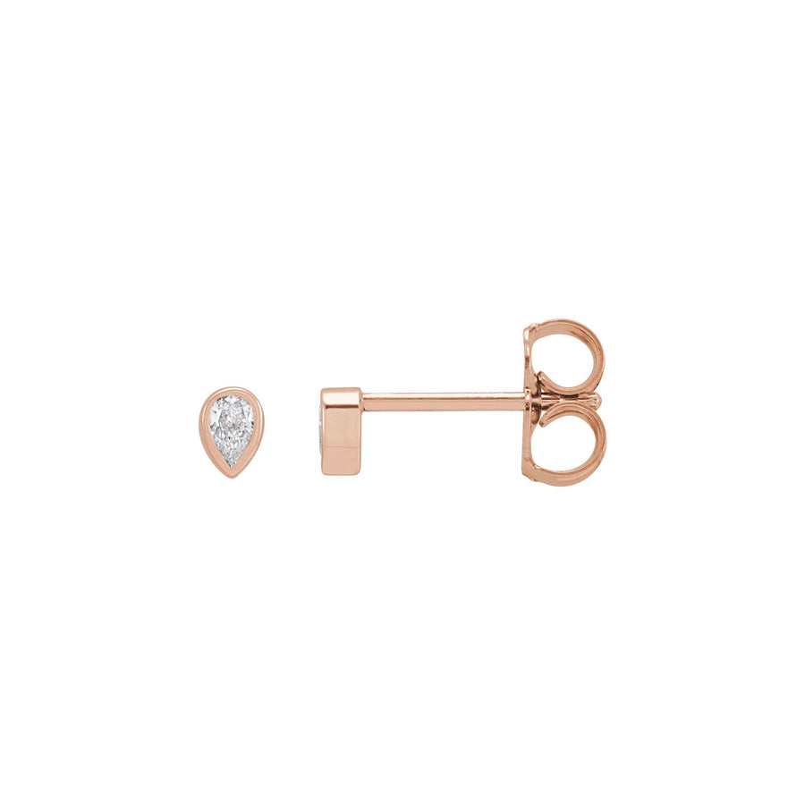 Pear Bezel-Set Diamond Earring Rose Gold