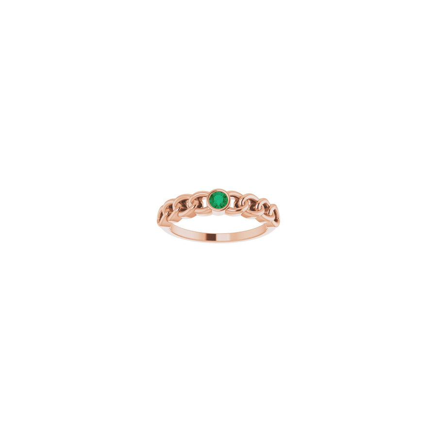 Emerald Curb Chain Ring Rose Gold