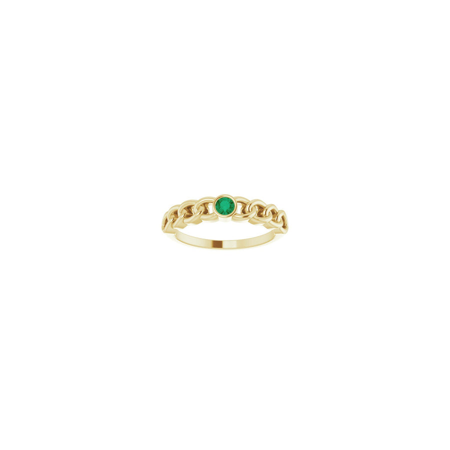 Emerald Curb Chain Ring Yellow Gold