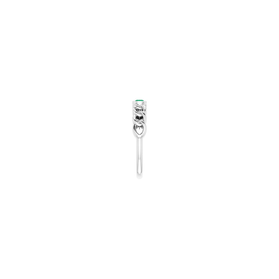 Emerald Curb Chain Ring White Gold