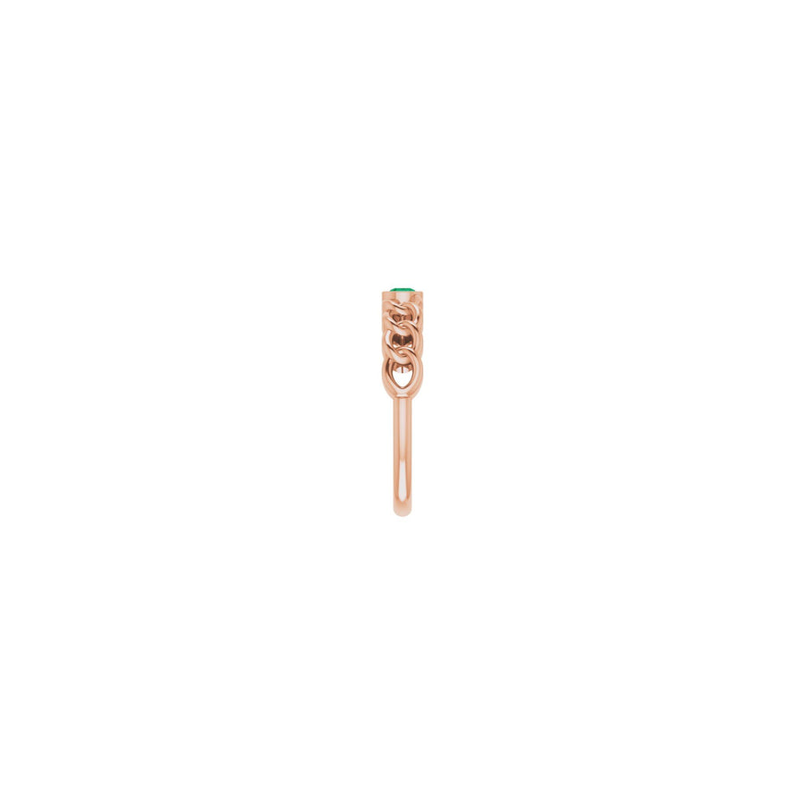 Emerald Curb Chain Ring Rose Gold