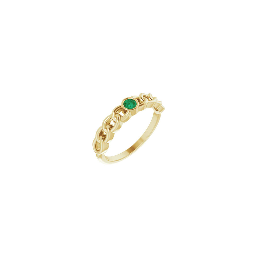 Emerald Curb Chain Ring Yellow Gold